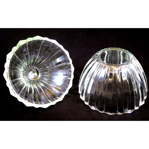 Glass Pear-Shaped Covered Bowl or Candy Dish - Vintage Ribbed Design 7.5” Tall - Picture 5 of 5